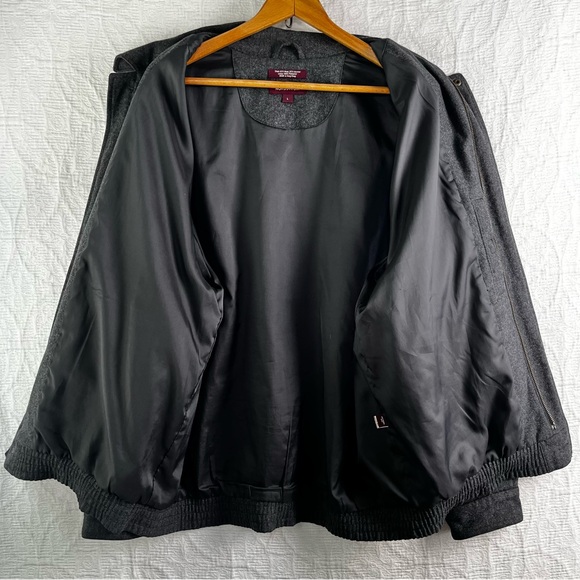 Vintage Nordstrom Bomber Jacket Mens L Large Wool Blend Lined Grey Y2K Hong Kong - Picture 7 of 16